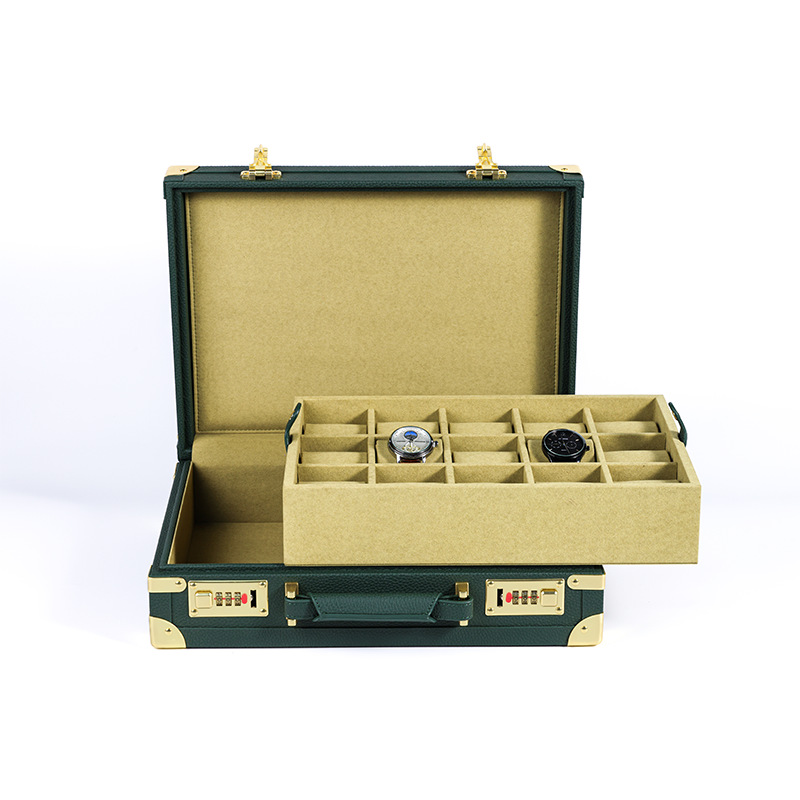 OEM ODM Luxury 15 Slots Green  - Watch Display Box review and price